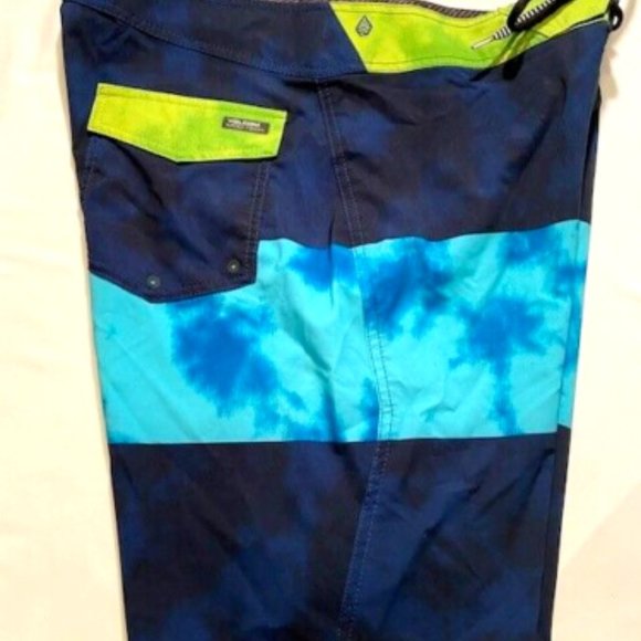 Volcom Size "34" Men's Mod-Tech Board Shorts - Navy/Aqua/Blue (29745) - Picture 6 of 8